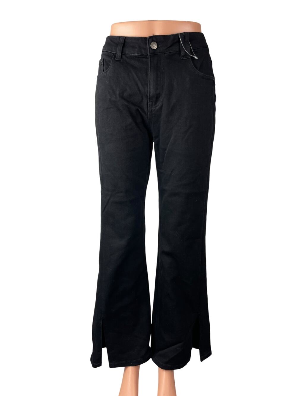 NEW Bowknot Women's Black High Rise Slit Flared Bootcut Denim Jeans Size XL